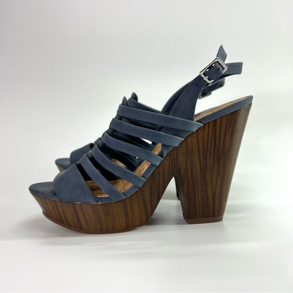 G by Guess Seany Platform Strappy Sandals Washed Denim 10 - Picture 2 of 16